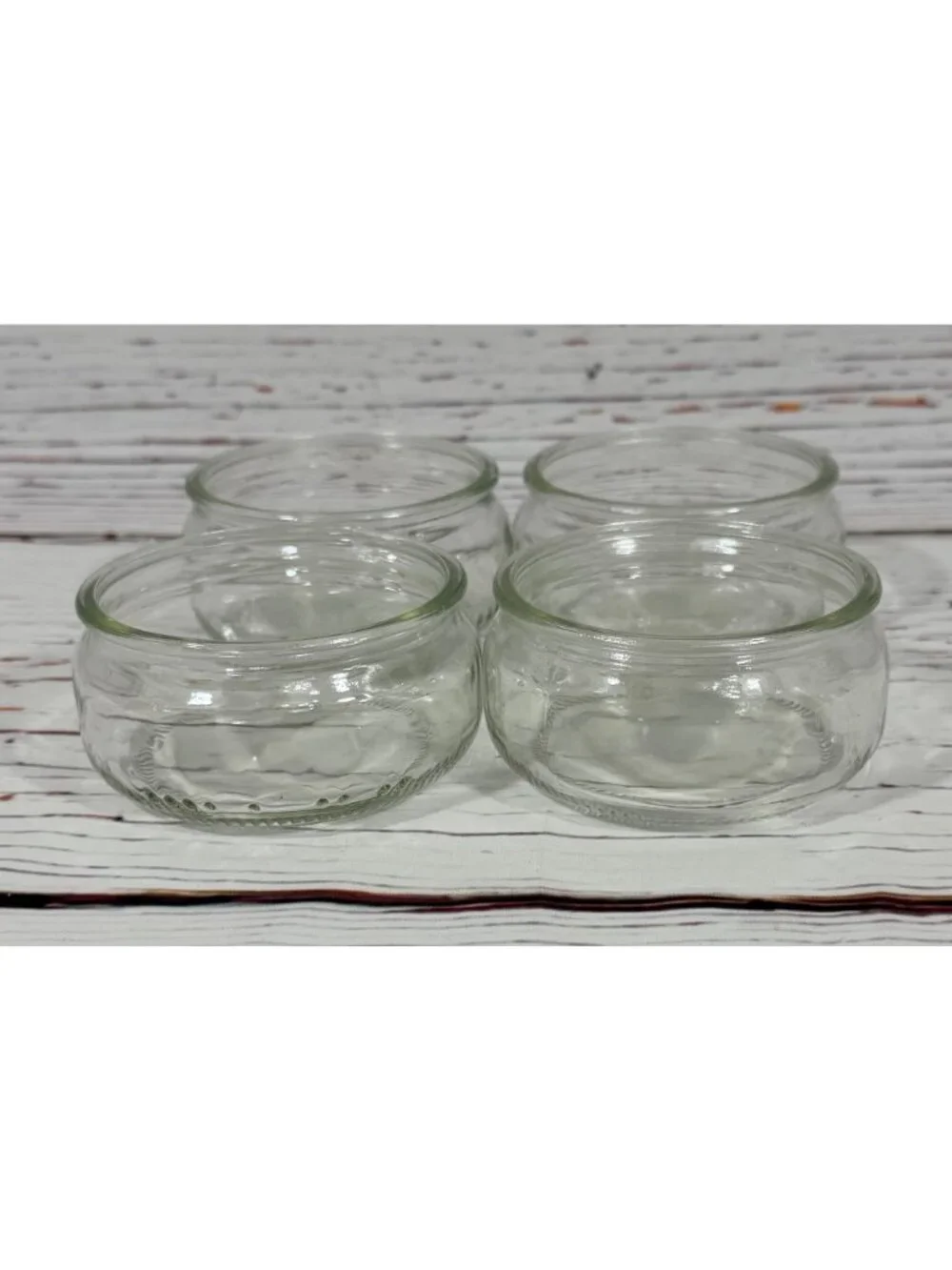 Clear Glass Dessert Ramekins Round Bowls 3.25” Set of 4 Condiments Or Prep Gü